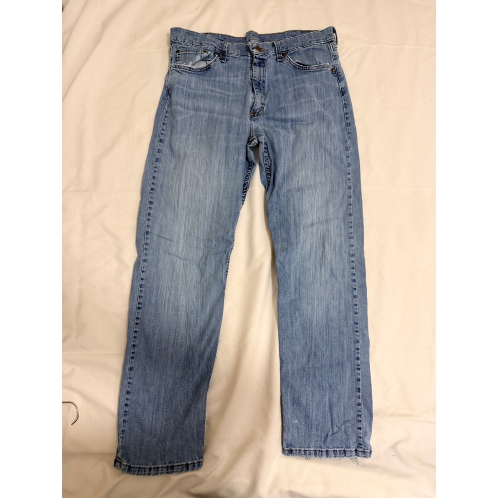 Wrangler Comfort Flex Waist Jeans Mens 36x32 Light Wash Straight Leg 97FXVST
